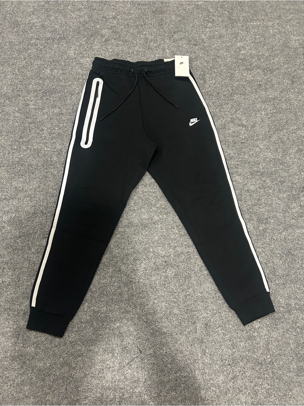 Nike Black Joggers with White Side Stripes - Kids